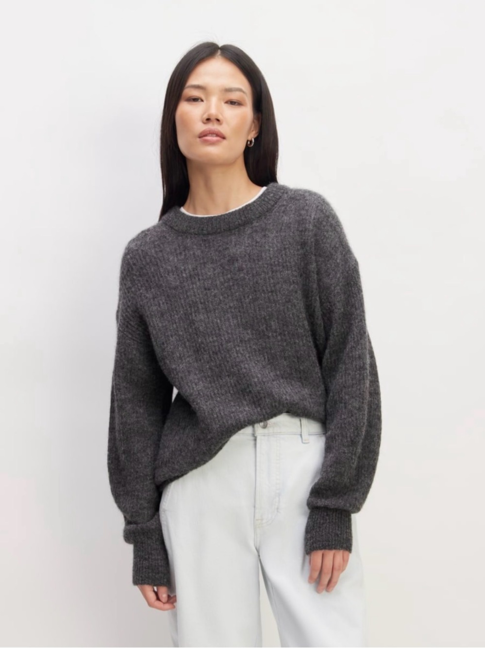 Everlane The Cocoon Oversized Crew in Alpaca Size S grey